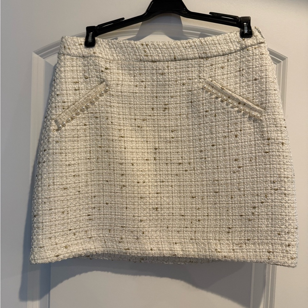 River Island Cream Tweed A-Line Skirt